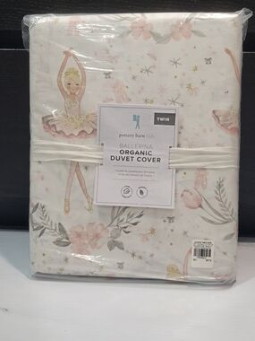 Pottery Barn Kids Ballerina Organic Twin Duvet Cover - Pink, White, Gold